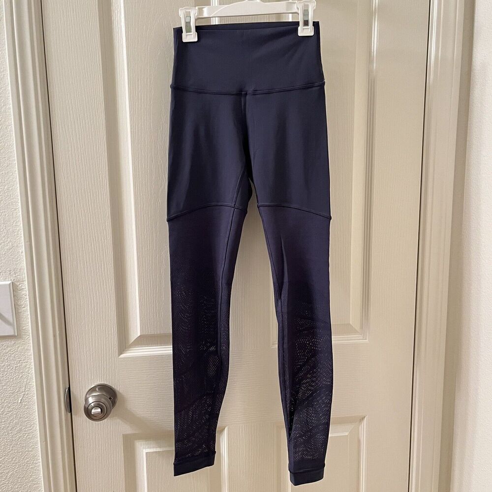 Lululemon Sheer Will High-Rise Tight 28" Pulse Leggings Mesh Stone Blue Size 4